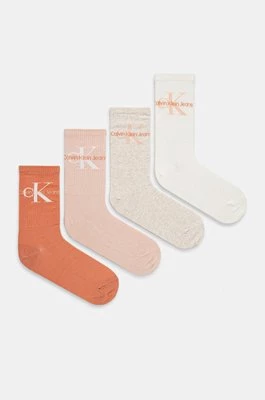 Calvin Klein Jeans skarpetki 4-pack damskie kolor pomarańczowy 701229462