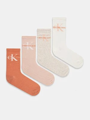 Calvin Klein Jeans skarpetki 4-pack damskie kolor pomarańczowy 701229462