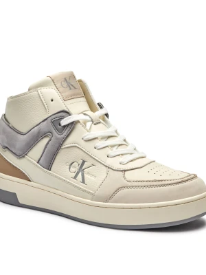 Calvin Klein Jeans Skórzane sneakersy ecru