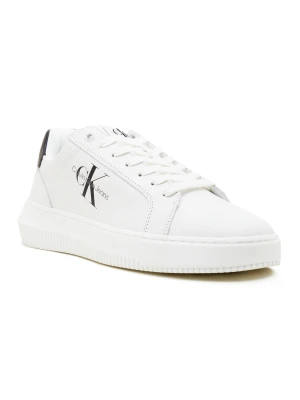 Calvin Klein Jeans Skórzane sneakersy CHUNKY CUPSOLE MONOLOGO biały