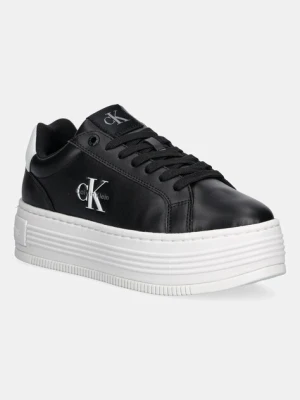 Calvin Klein Jeans sneakersy BOLD FLATF LOW LACE LTH damskie kolor czarny YW0YW01878