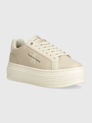 Calvin Klein Jeans sneakersy BOLD PLATF LOW LACE LTH ML MTL kolor beżowy YW0YW01516