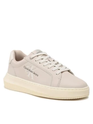 Calvin Klein Jeans Sneakersy Chunky Cupsole Laceup Lth Pearl YW0YW01096 Beżowy