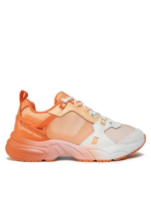 Calvin Klein Jeans Sneakersy Retro Tennis Low Lace Mix Ml Sat YW0YW01307 Pomarańczowy