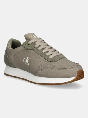 Calvin Klein Jeans sneakersy RUNNER SOCK LACEUP MG CANVAS męskie kolor zielony YM0YM01217