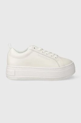 Calvin Klein Jeans sneakersy skórzane BOLD FLATF LOW LACEUP LTH IN LUM kolor biały YW0YW01309