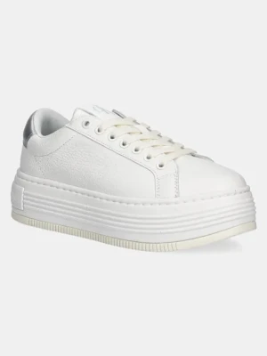 Zdjęcie produktu Calvin Klein Jeans sneakersy skórzane BOLD FLATF LOW MIX OHB kolor biały YW0YW01632