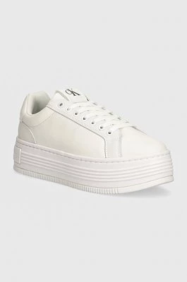 Calvin Klein Jeans sneakersy skórzane BOLD PLATF LOW OH MG LTH kolor biały YW0YW01589