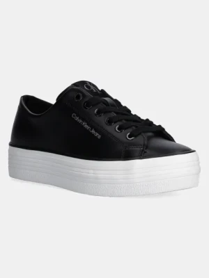 Calvin Klein Jeans sneakersy skórzane BOLD VULC FLATF LOW LTH IN kolor czarny YW0YW01633