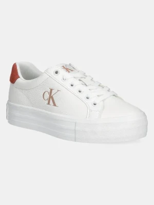 Calvin Klein Jeans sneakersy skórzane BOLD VULC FLATF LOW LTH ML kolor biały YW0YW01669