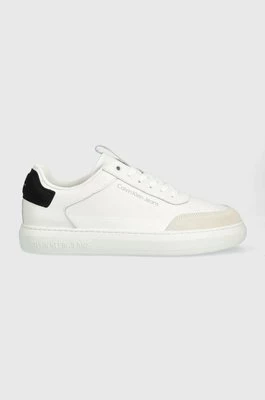 Calvin Klein Jeans sneakersy skórzane CASUAL CUPSOLE HIGH/LOW FREQ kolor biały