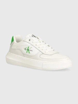 Calvin Klein Jeans sneakersy skórzane CHUNKY CUPSOLE kolor biały YW0YW01410