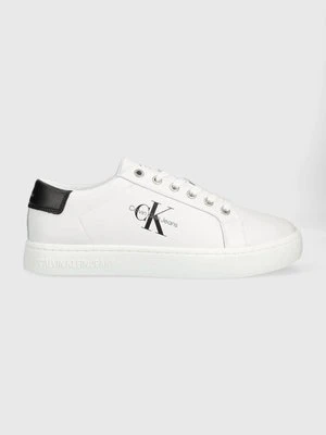 Calvin Klein Jeans sneakersy skórzane Classic Cupsole Laceup Low kolor biały YM0YM00491