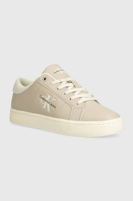 Calvin Klein Jeans sneakersy skórzane CLASSIC CUPSOLE LOWLACEUP LTH WN kolor beżowy YW0YW01444