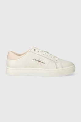 Calvin Klein Jeans sneakersy skórzane CLASSIC CUPSOLE LOWLACEUP LTH WN kolor biały YW0YW01444