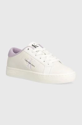 Calvin Klein Jeans sneakersy skórzane CLASSIC CUPSOLE LOWLACEUP LTH WN kolor biały YW0YW01444