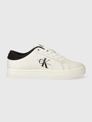 Calvin Klein Jeans sneakersy skórzane CLASSIC CUPSOLE LOWLACEUP LTH WN kolor biały YW0YW01444