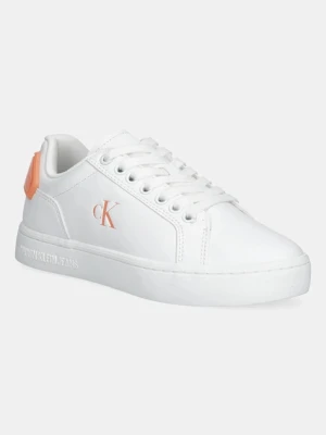 Calvin Klein Jeans sneakersy skórzane CLASSIC CUPSOLE RU PATCH LTH WN damskie kolor biały YW0YW01845