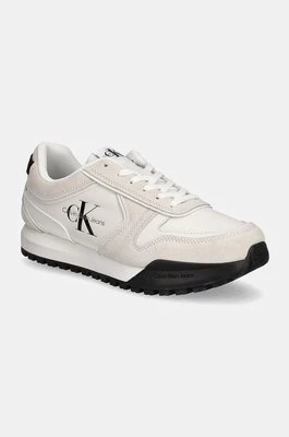 Calvin Klein Jeans sneakersy skórzane TOOTHY RUNNER IRREGULAR LINES kolor biały