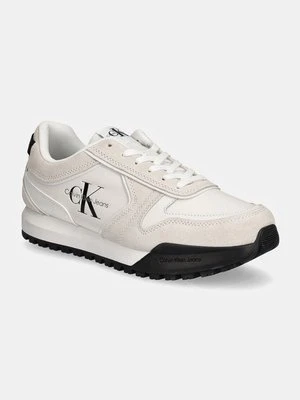 Calvin Klein Jeans sneakersy skórzane TOOTHY RUNNER IRREGULAR LINES kolor biały