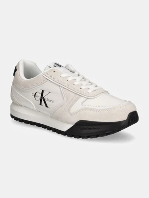 Calvin Klein Jeans sneakersy skórzane TOOTHY RUNNER IRREGULAR LINES kolor biały