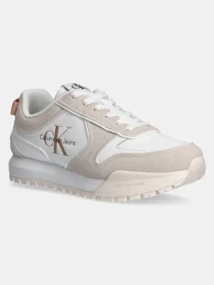 Calvin Klein Jeans sneakersy skórzane TOOTHY RUNNER IRREGULAR LINES W kolor beżowy YW0YW00934