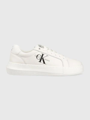 Calvin Klein Jeans sneakersy skórzane YW0YW00823 CHUNKY CUPSOLE MONOLOGO W kolor biały YW0YW00823