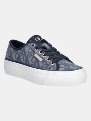 Calvin Klein Jeans sneakersy VULC FLATF JACQUARD AOP damskie kolor granatowy YW0YW01965