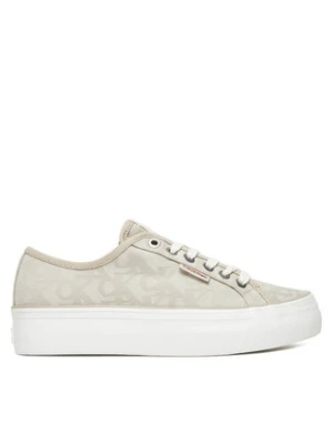 Calvin Klein Jeans Sneakersy Vulc Flatf Jacquard Aop YW0YW01965 Beżowy