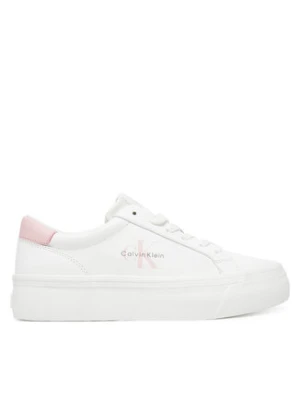 Calvin Klein Jeans Sneakersy Vulc Flatf Lth Logo Tag YW0YW01873 Biały