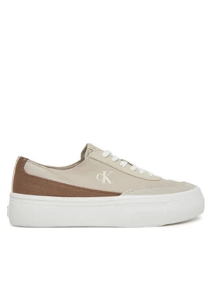 Calvin Klein Jeans Sneakersy Vulc Flatform Low Cv Mix Mg YW0YW01770 Beżowy