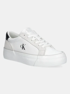 Calvin Klein Jeans sneakersy VULC FLATFORM MG NYLON MIX damskie kolor biały YW0YW01896