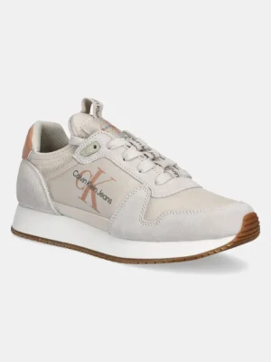 Calvin Klein Jeans sneakersy YW0YW00840 RUNNER SOCK LACEUP NY-LTH W kolor beżowy YW0YW00840