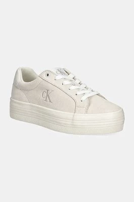 Calvin Klein Jeans sneakersy zamszowe VULC FLATFORM LACEUP LOW MG S kolor beżowy YW0YW01576