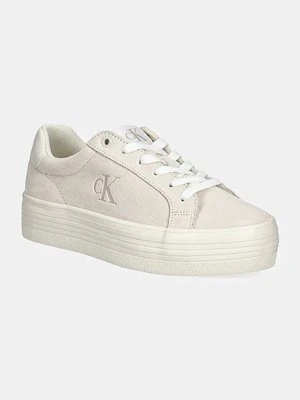 Calvin Klein Jeans sneakersy zamszowe VULC FLATFORM LACEUP LOW MG S kolor beżowy YW0YW01576