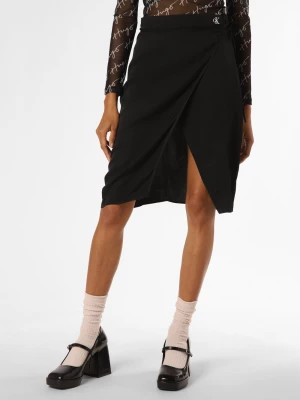 Calvin Klein Jeans Spódnica damska Kobiety wiskoza czarny jednolity,