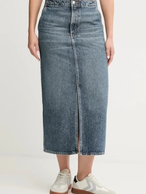 Calvin Klein Jeans spódnica jeansowa kolor niebieski midi ołówkowa LV047D724G