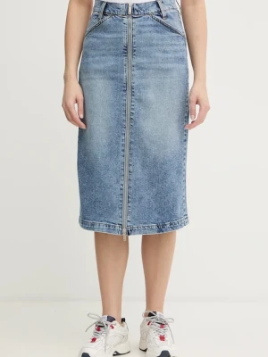 Calvin Klein Jeans spódnica jeansowa kolor niebieski mini prosta LV047E710G
