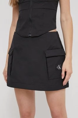 Calvin Klein Jeans spódnica kolor czarny mini rozkloszowana