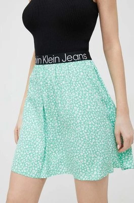 Calvin Klein Jeans spódnica kolor zielony mini rozkloszowana