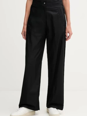 Calvin Klein Jeans spodnie bawełniane damskie kolor czarny szerokie high waist LV044D612G