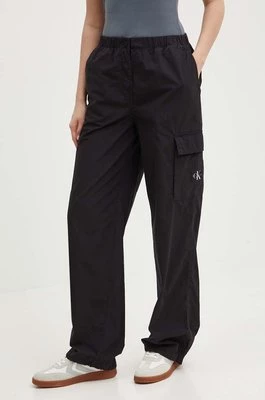 Calvin Klein Jeans spodnie bawełniane kolor czarny proste high waist J20J223116