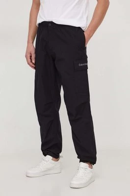 Calvin Klein Jeans spodnie bawełniane kolor czarny w fasonie cargo