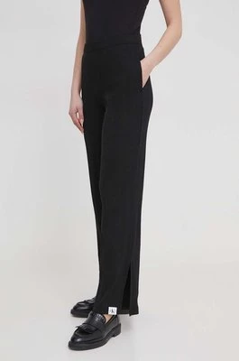 Calvin Klein Jeans spodnie damskie kolor czarny proste high waist