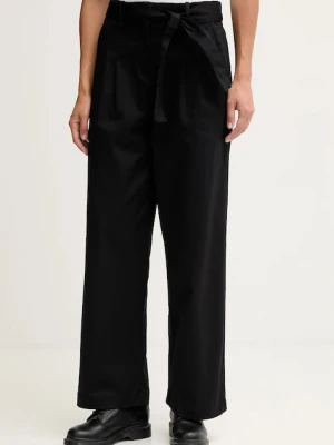 Calvin Klein Jeans spodnie damskie kolor czarny proste high waist LV044D639G