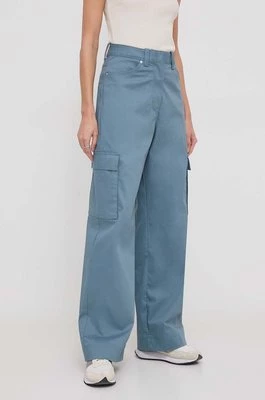 Calvin Klein Jeans spodnie damskie kolor niebieski proste high waist