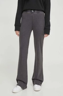 Calvin Klein Jeans spodnie damskie kolor szary dzwony high waist
