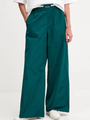 Calvin Klein Jeans spodnie damskie kolor zielony szerokie high waist LV044D609G