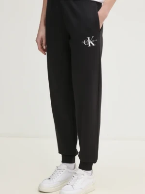 Calvin Klein Jeans spodnie dresowe bawełniane damskie kolor czarny z nadrukiem J20J225354
