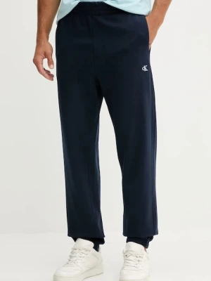 Calvin Klein Jeans spodnie dresowe bawełniane męskie kolor granatowy gładkie LV04RD241G